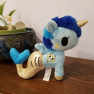 Tokidoki Aurora Corsica Mermicorno Plush Stuffed Unicorn Mermaid Blue Gold 7.5"